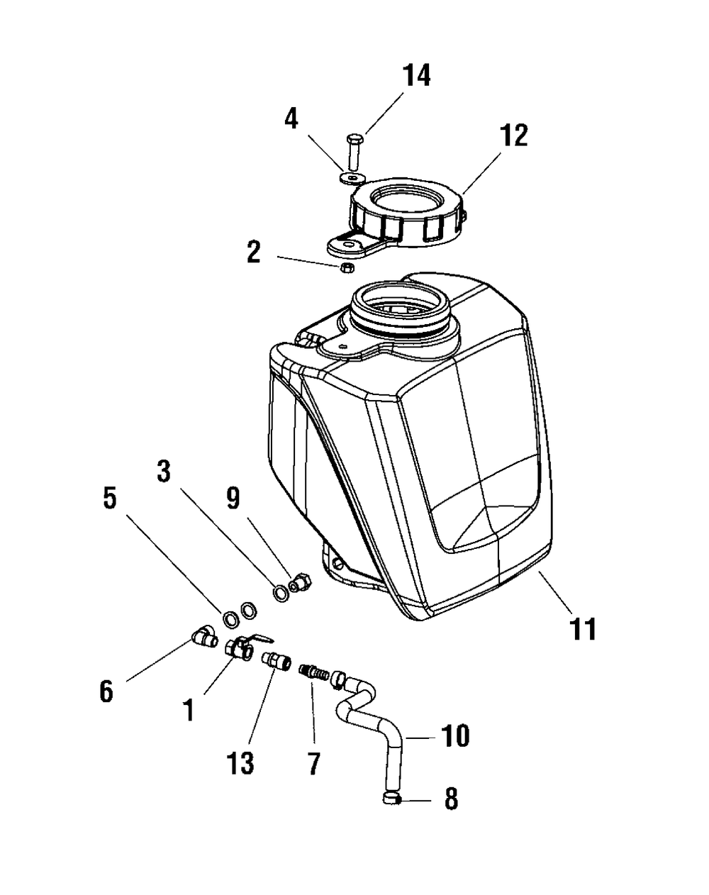 Water Tank Group (80003068) Diagram and Parts List for 866055-EX14-S  Briggs and Stratton Saw